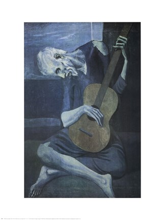 Framed Old Guitarist Print