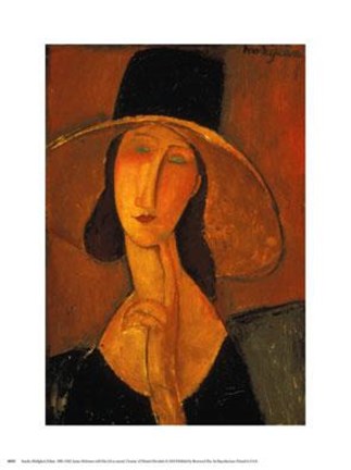 Framed Jeanne Hebuterne With Hat Print