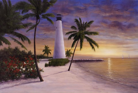 Framed Lighthouse-Key Biscayne Print