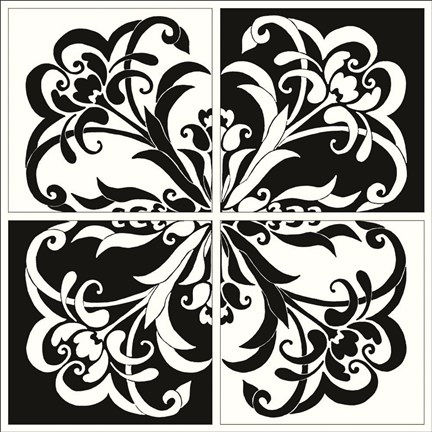 Framed Damask Silhoute II Print