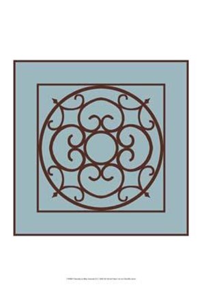 Framed Chocolate And Blue Ironwork II Print