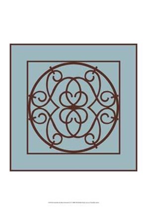 Framed Chocolate And Blue Ironwork III Print