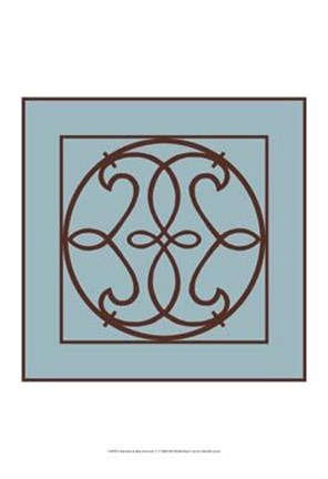 Framed Chocolate And Blue Ironwork V Print