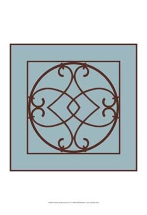Framed Chocolate And Blue Ironwork VI Print