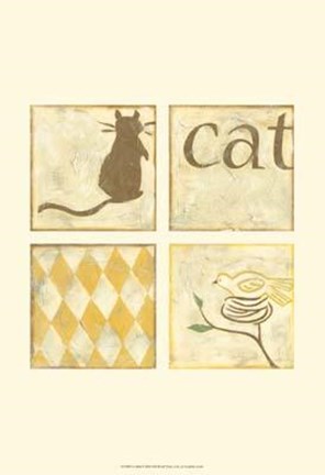 Framed Cat Bird Print