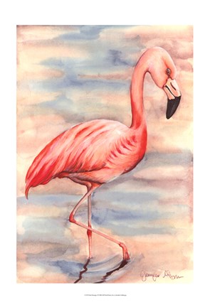 Framed Pink Flamingo I Print