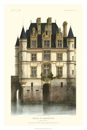 Framed French Chateaux In Blue I Print