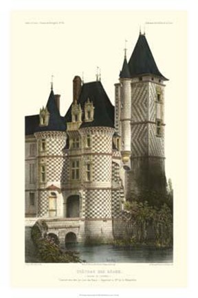 Framed French Chateaux In Blue II Print