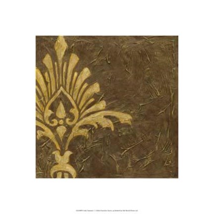 Framed Gold Damask I Print