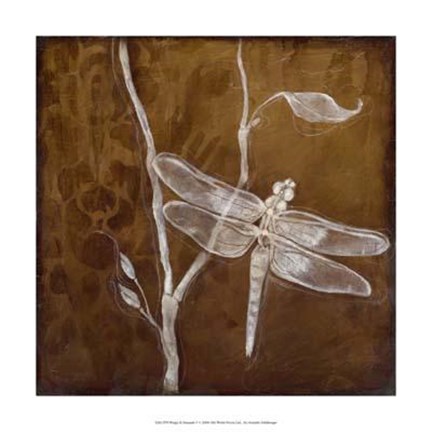 Framed Wings Damask V Print