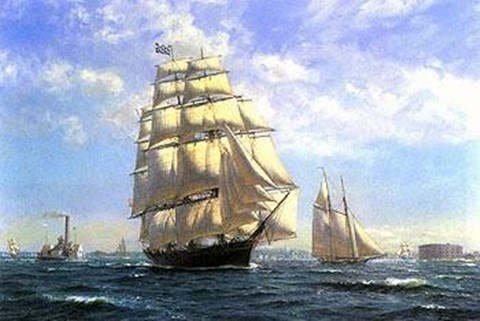 Framed &#39;Challenge&#39; Leaving New York In The 1850 Print