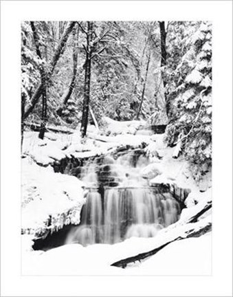 Framed Winter Waterfall Print