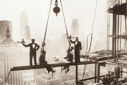 Framed Lunch Above Manhattan Print