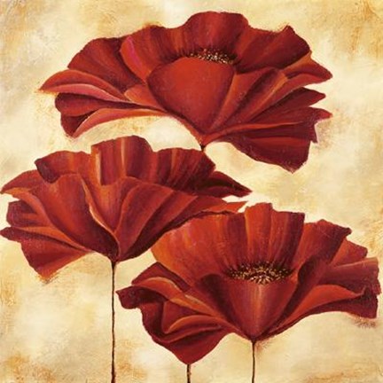 Framed Three Poppies II Print