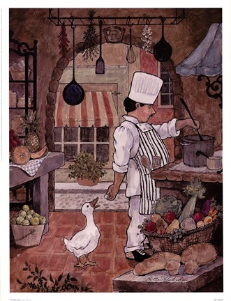 Framed Chef With Goose Print