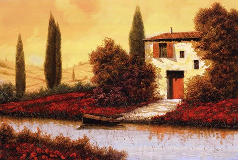 Framed Lungo Il Fiume Tra I Papaveri Print