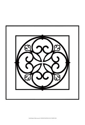 Framed Black And White Ironwork I Print