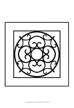 Framed Black And White Ironwork II Print