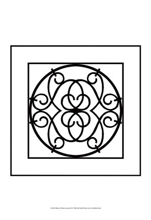 Framed Black And White Ironwork III Print
