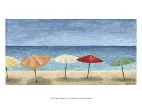 Framed Ocean Umbrellas I Print