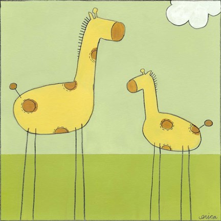 Framed Stick-Leg Giraffe I Print