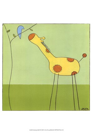 Framed Stick-Leg Giraffe II Print