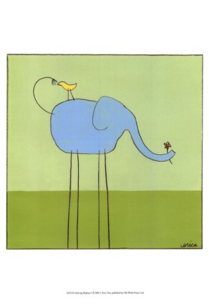Framed Stick-Leg Elephant I Print