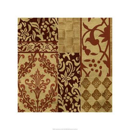 Framed Henna Patterns On Gold II Print