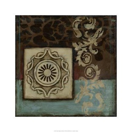 Framed Damask Tapestry Wrosette I Print