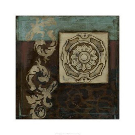Framed Damask Tapestry Wrosette II Print