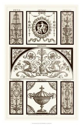 Framed Sepia Pergolesi Panel III Print