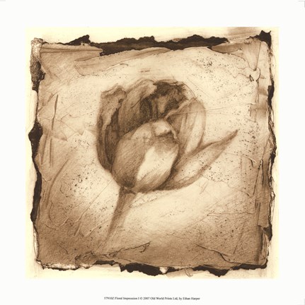 Framed Floral Impression I Print