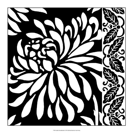 Framed Graphic Chrysanthemums I Print