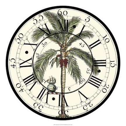 Framed Antique Palm Clock Print