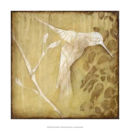 Framed Wings and Damask I Print