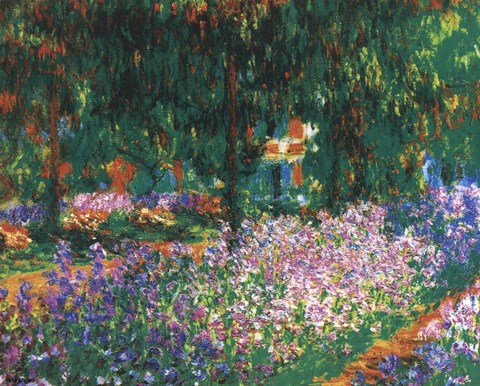 Framed Artist&#39;s Garden at Giverny, c.1900 (green trees) Print