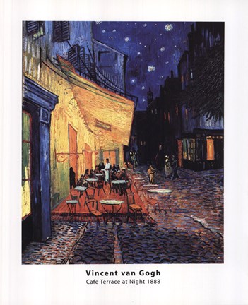 Framed Cafe Terrace on the Place du Forum, Arles, at Night, c.1888 Print