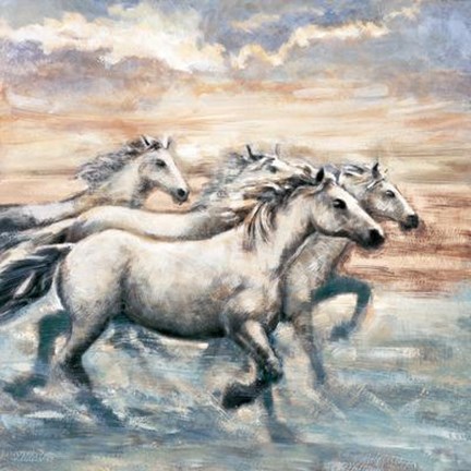 Framed Running Horses II Print