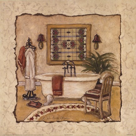 Framed Art Deco Bath II Print