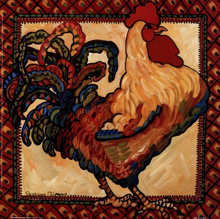 Framed Provincial Rooster Red Print
