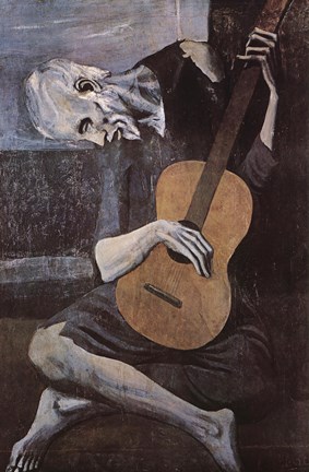 Framed Old Guitarist Print