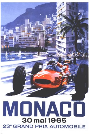 Framed Grand Prix Monaco 30 Mai 1965 Print