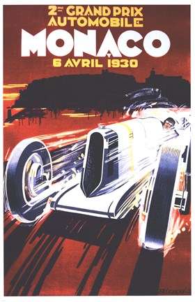 Framed Grand Prix De Monaco 1930 Print