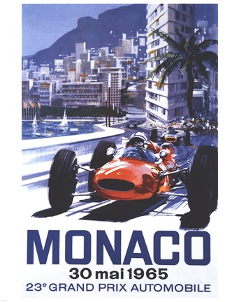 Framed Grand Prix Monaco 30 Mai 1965 Print
