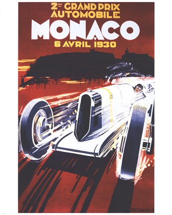 Framed Grand Prix De Monaco 1930 Print