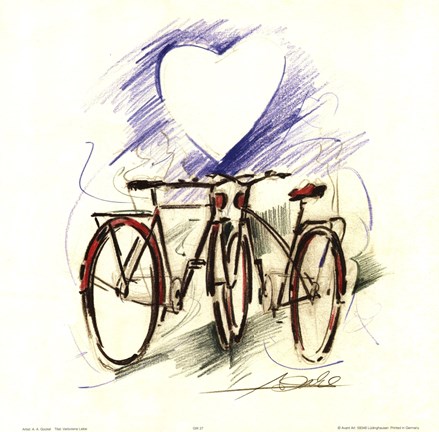 Framed Bicycle Romance Print