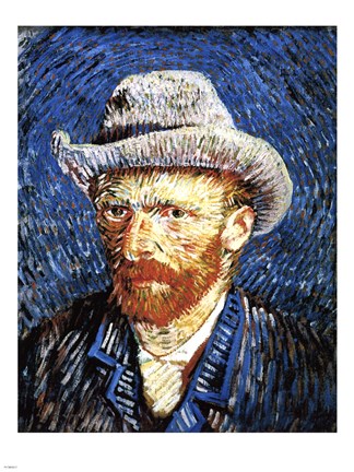 Framed Self-Portrait with Grey Felt Hat, Paris, c.1887 Print