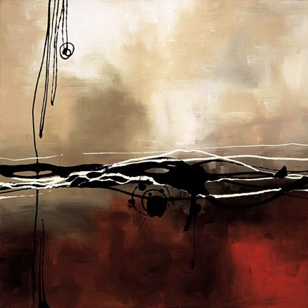 Framed Symphony in Red and Khaki I Print