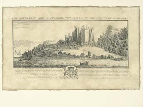 Framed Vintage Oystermouth Castle Print