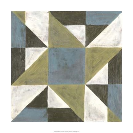 Framed Patchwork Tile I Print